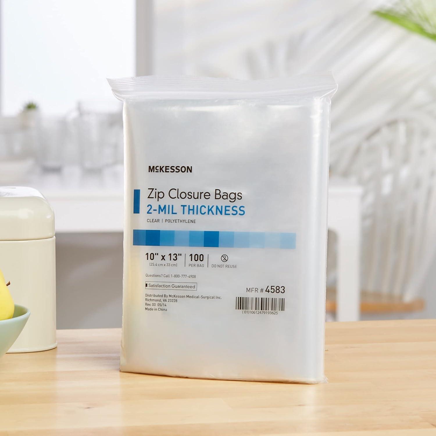 image:imageMcKesson Zip Closure Bags 2 mil Thickness Polyethylene Reclosable Clear 10 in x 13 in 100 Count 10 Packs 1000 Total
