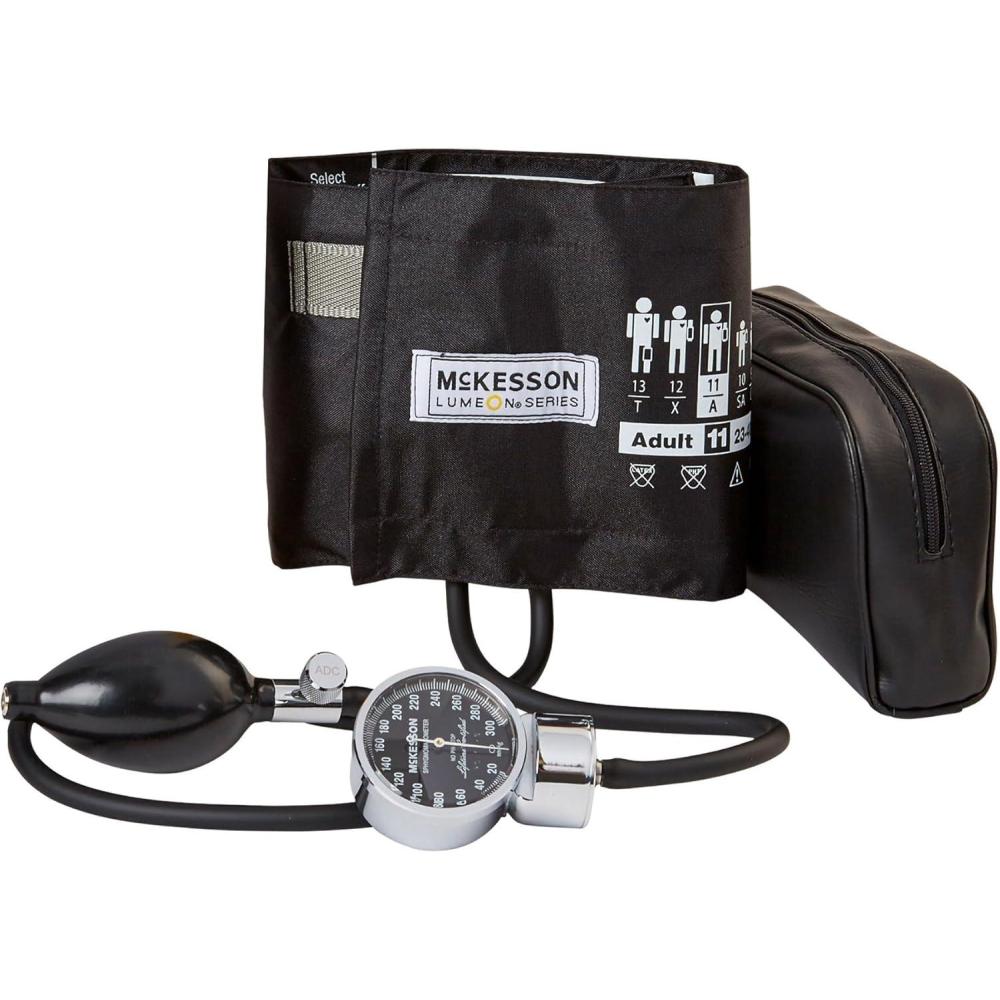 image:imageMcKesson Aneroid Sphygmomanometer Manual Blood Pressure Cuff Monitor with Carrying Case Pocket Size Cuff 2340 cm Black 20 CountAdult Cuff 2340 cm 20 Count