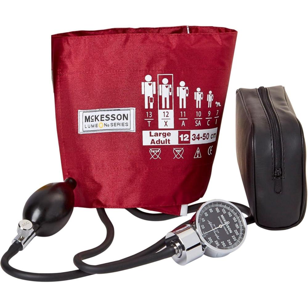image:imageMcKesson Aneroid Sphygmomanometer Manual Blood Pressure Cuff Monitor with Carrying Case Pocket Size Cuff 2340 cm Black 20 CountLarge Adult Cuff 1 Count