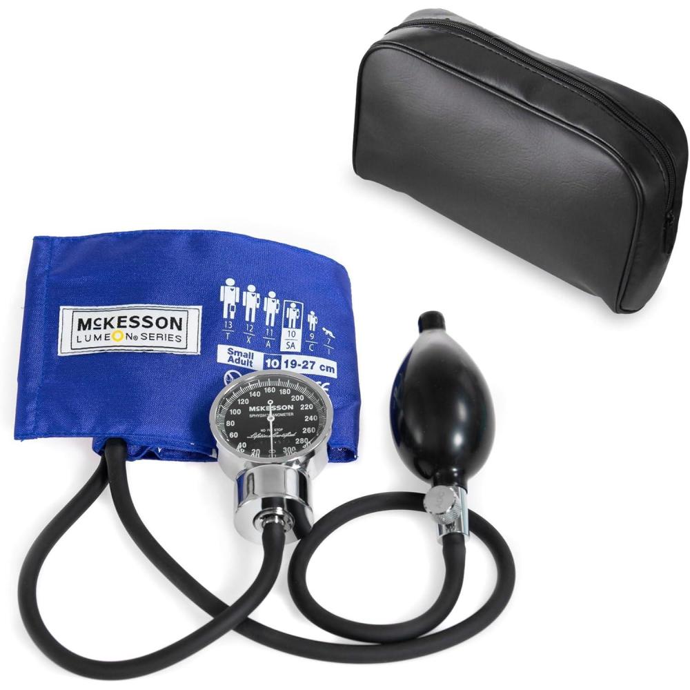 image:imageMcKesson Aneroid Sphygmomanometer Manual Blood Pressure Cuff Monitor with Carrying Case Pocket Size Cuff 2340 cm Black 20 CountSmall Adult Cuff 1927 cm 20 Count