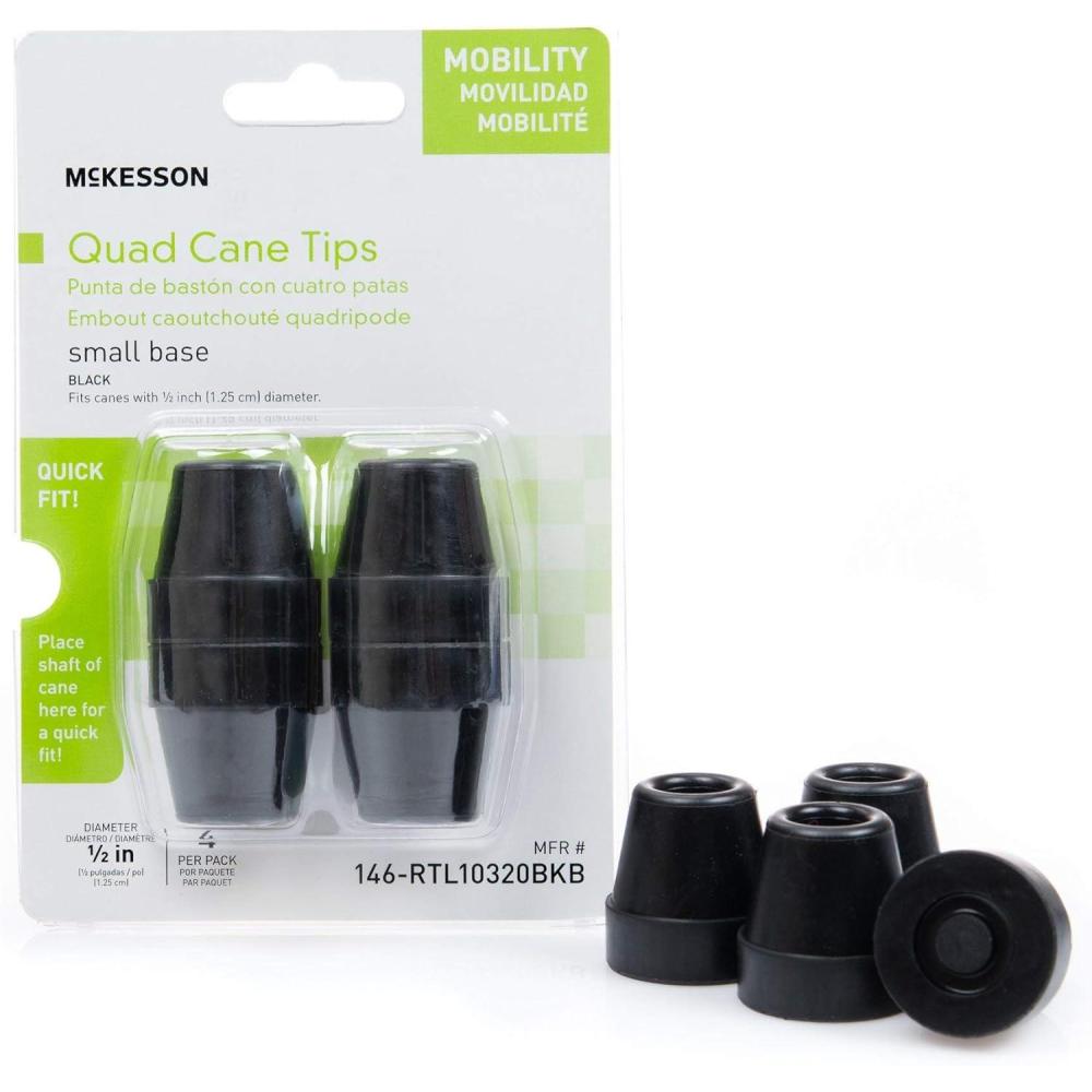 image:imageMcKesson Black Rubber Quad Cane Tips 05 inch Diameter 4 Count 10 Packs 40 Total4 Count