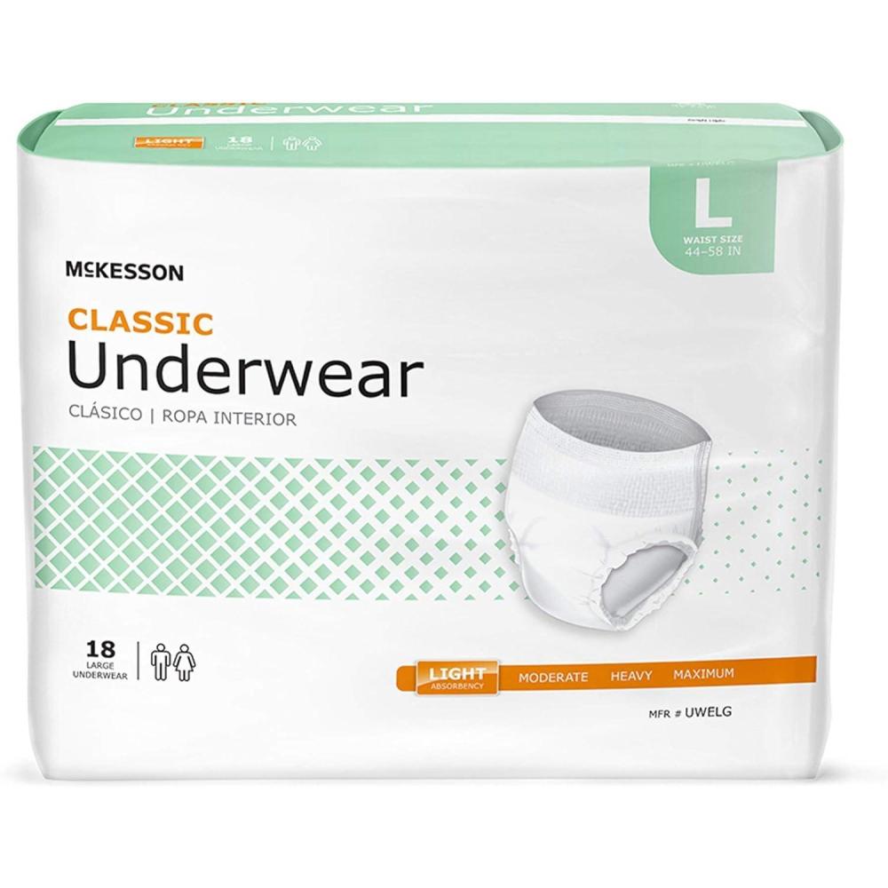 image:imageMcKesson Classic Adult Incontinence Underwear Light Absorbency 5868 in Unisex Bladder Leak Protection PullOn Style with TearAway Sides Postpartum and Incontinence Support Large 18 CountLarge