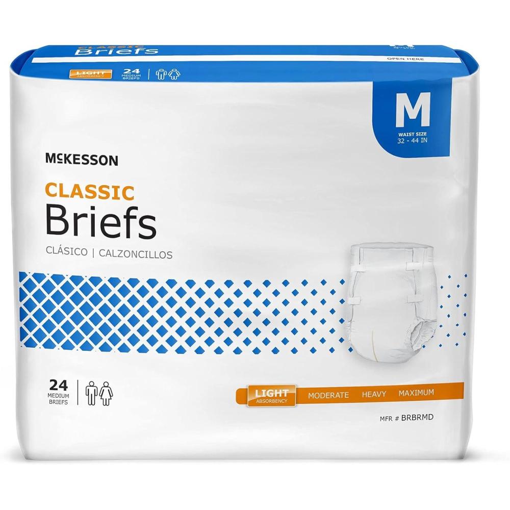 image:imageMcKesson Classic Briefs 96 Count Medium 3244 in Incontinence Adult Diapers Light Absorbency Unisex Disposable Elastic Leg Gathers and Contoured Fit for Men and WomenMedium