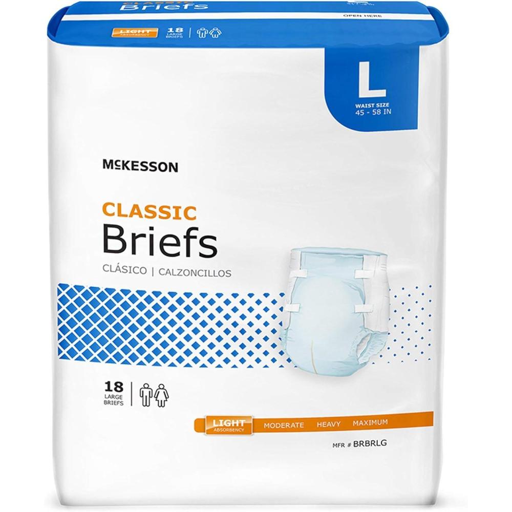 image:imageMcKesson Classic Briefs 96 Count Medium 3244 in Incontinence Adult Diapers Light Absorbency Unisex Disposable Elastic Leg Gathers and Contoured Fit for Men and WomenLarge