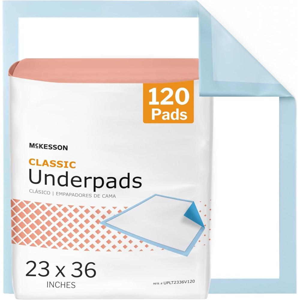 image:imageMcKesson Classic Underpads Incontinence Bed Pads 23 x 36 10 Count Light Absorbency Disposable Chux Pads for Adults Elderly and Baby Pee Pads23 X 36 Inch 120 ct