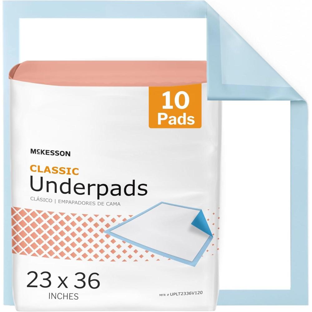 image:imageMcKesson Classic Underpads Incontinence Bed Pads 23 x 36 10 Count Light Absorbency Disposable Chux Pads for Adults Elderly and Baby Pee Pads23 X 36 Inch 10 ct