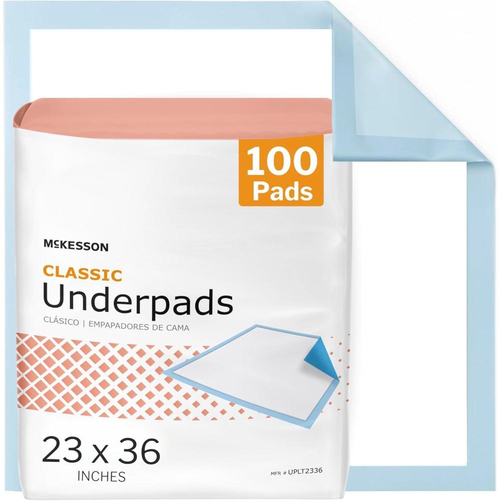 image:imageMcKesson Classic Underpads Incontinence Bed Pads 23 x 36 150 Count Light Absorbency Disposable Chux Pads for Adults Elderly and Baby Pee Pads100 Count