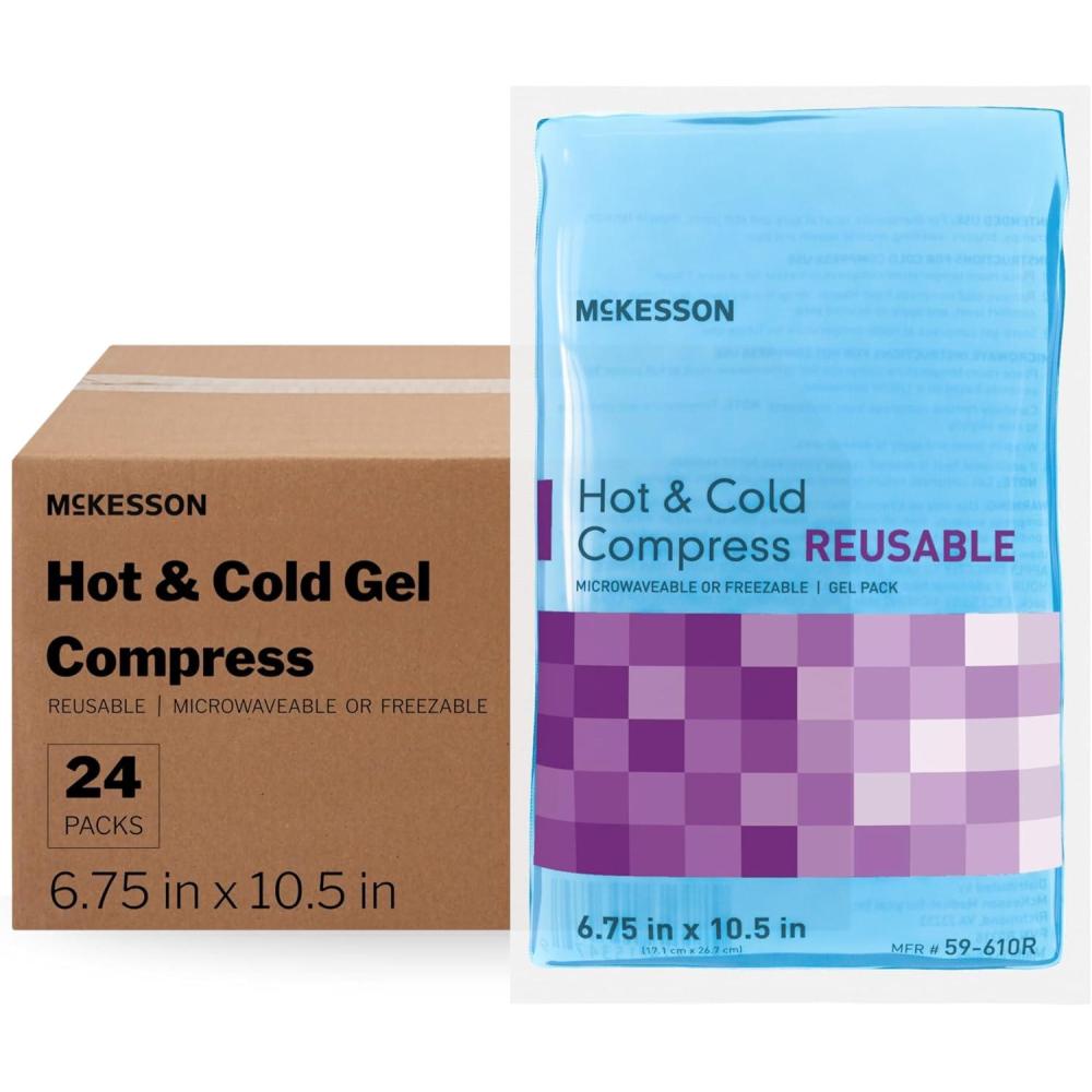 image:imageMcKesson Cold and Hot Compress Reusable 24 Pack Gel Ice Hot Packs for Injuries 475 in x 6 inLarge 675 x 105
