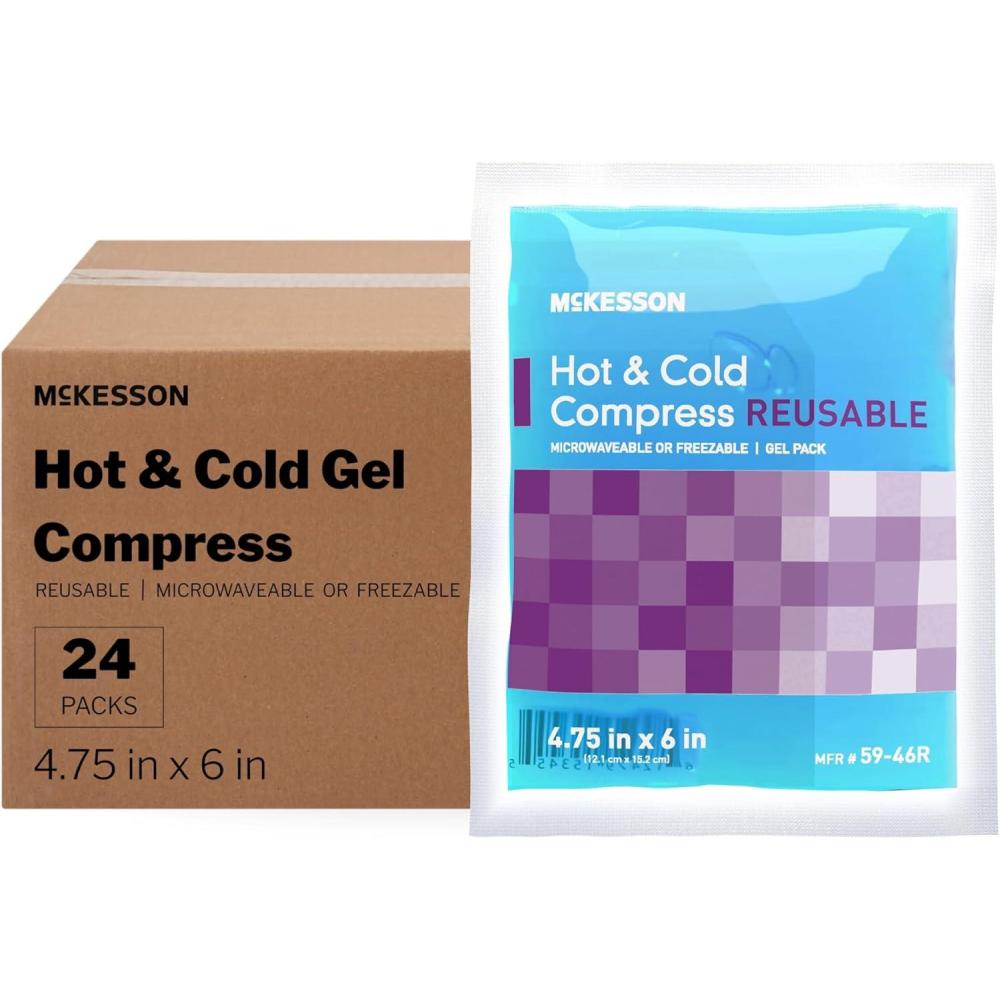 image:imageMcKesson Cold and Hot Compress Reusable 24 Pack Gel Ice Hot Packs for Injuries 475 in x 6 inSmall 475 x 6