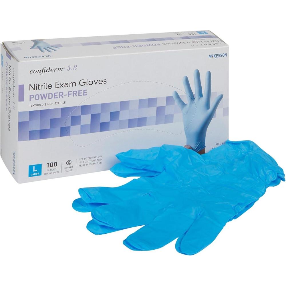 image:imageMcKesson Confiderm 38C Nitrile Exam Gloves NonSterile PowderFree Blue Large 100 Count 1 Box