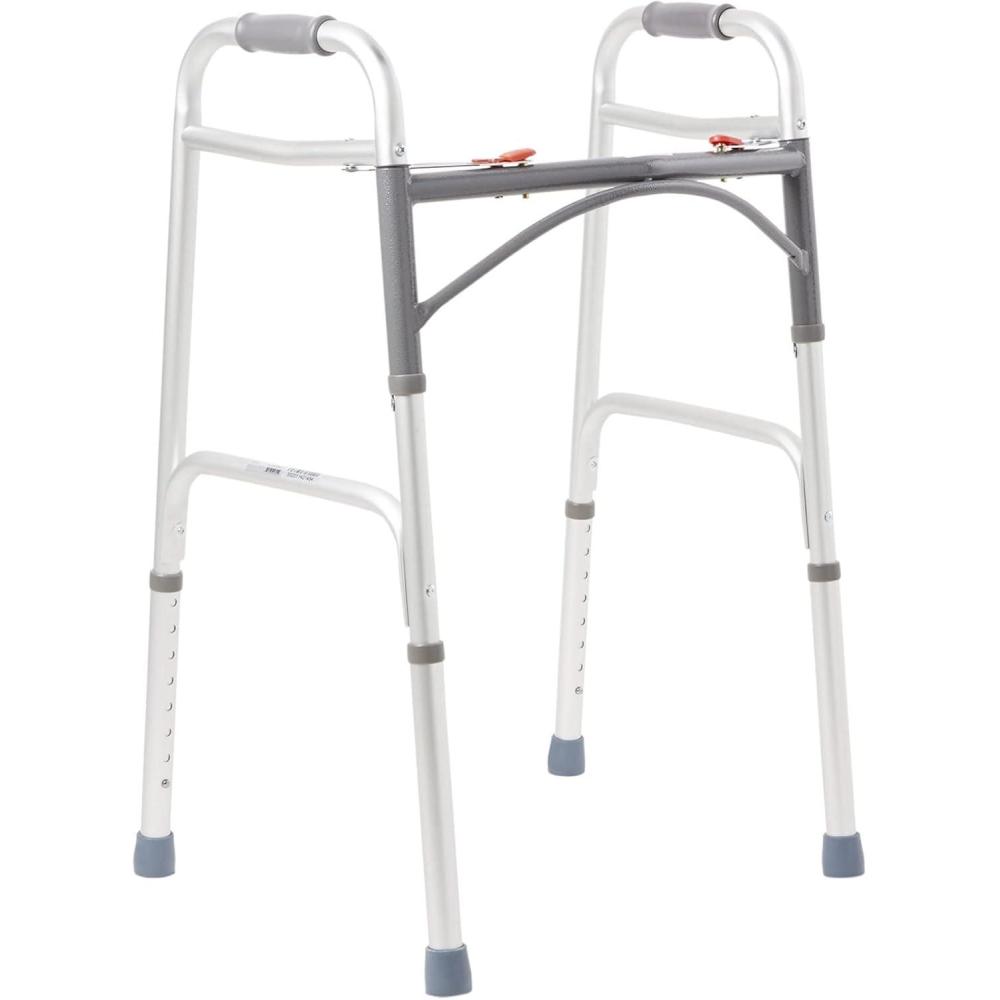 image:imageMcKesson Folding Walker with Rubber Tips Adjustable Height Lightweight Mobility Aid 350 lb Weight Limit 1 CountAdult 1 Count