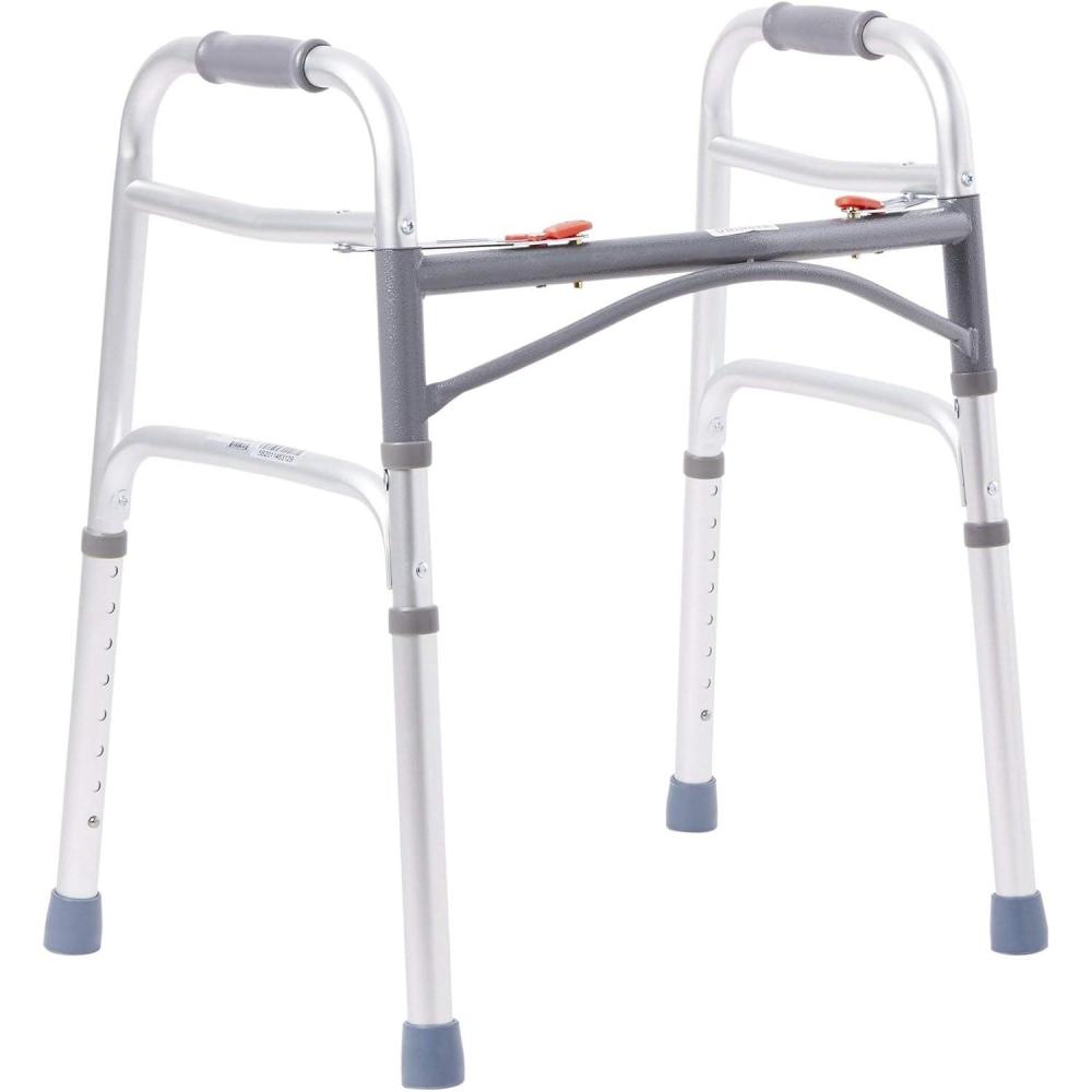 image:imageMcKesson Folding Walker with Rubber Tips Adjustable Height Lightweight Mobility Aid 350 lb Weight Limit 1 CountJunior 4 Count