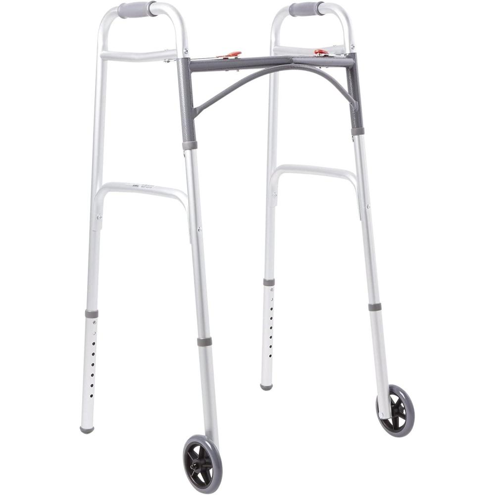 image:imageMcKesson Folding Walkers with Wheels Aluminum 32 in to 39 in 350 lbs Weight Capacity 1 Count