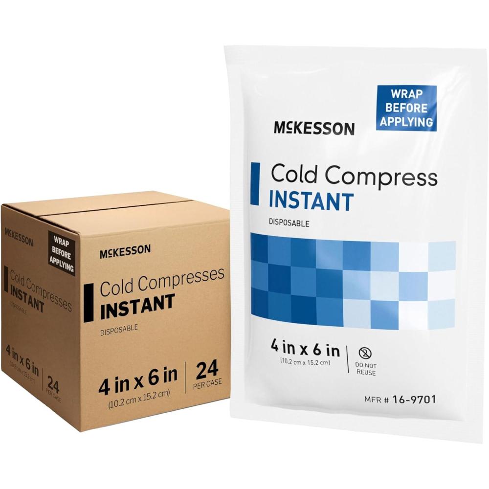 image:imageMcKesson Instant Cold Packs 5 x 7 24 Pack Instant Ice Packs for Injuries Disposable Pain Relief Swelling Sprains Travel Cold Compress for Sports First Aid Toothache4 x 6 Inch 24 Count