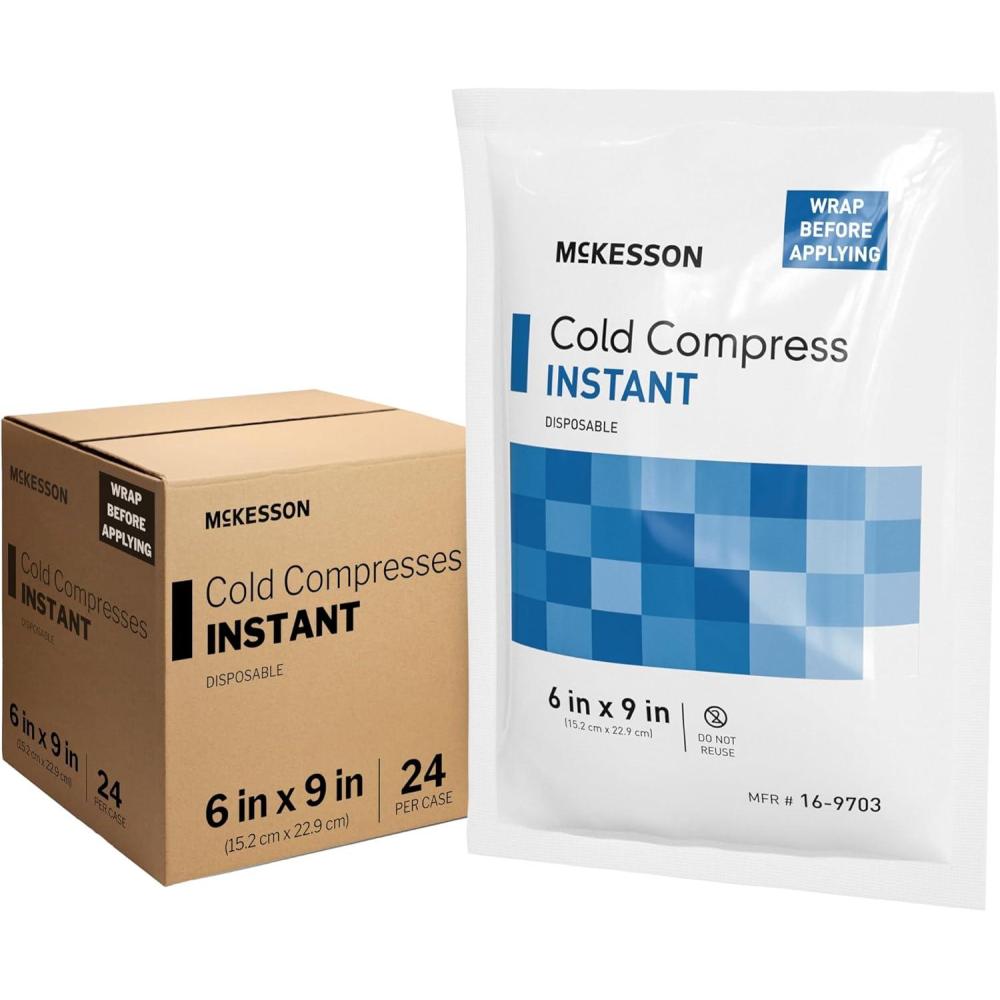 image:imageMcKesson Instant Cold Packs 5 x 7 24 Pack Instant Ice Packs for Injuries Disposable Pain Relief Swelling Sprains Travel Cold Compress for Sports First Aid Toothache6 x 9 Inch 24 Count
