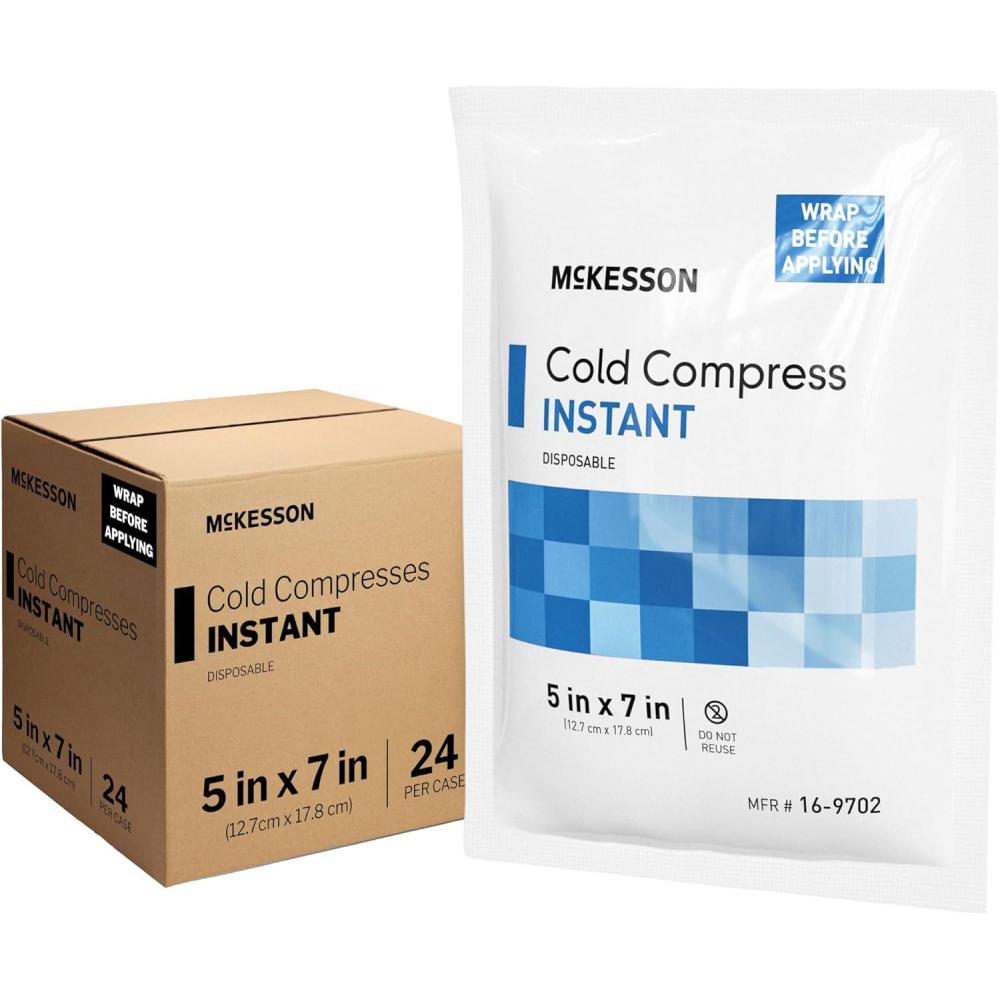image:imageMcKesson Instant Cold Packs 5 x 7 24 Pack Instant Ice Packs for Injuries Disposable Pain Relief Swelling Sprains Travel Cold Compress for Sports First Aid Toothache5 x 7 Inch 24 Count