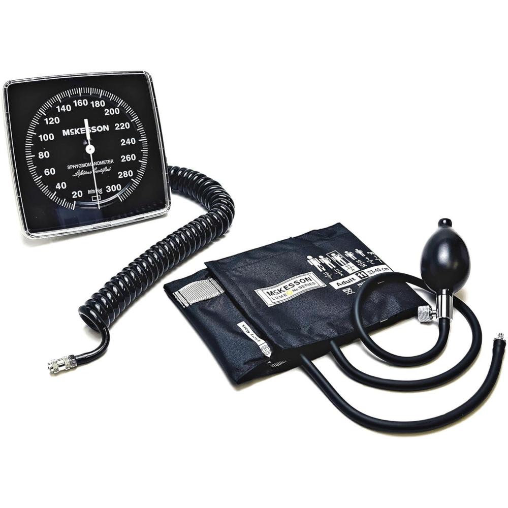 image:imageMcKesson LUMEON Clock Aneroid Sphygmomanometer Blood Pressure with Cuff Wall Mounted Black Adult Medium 1 Count