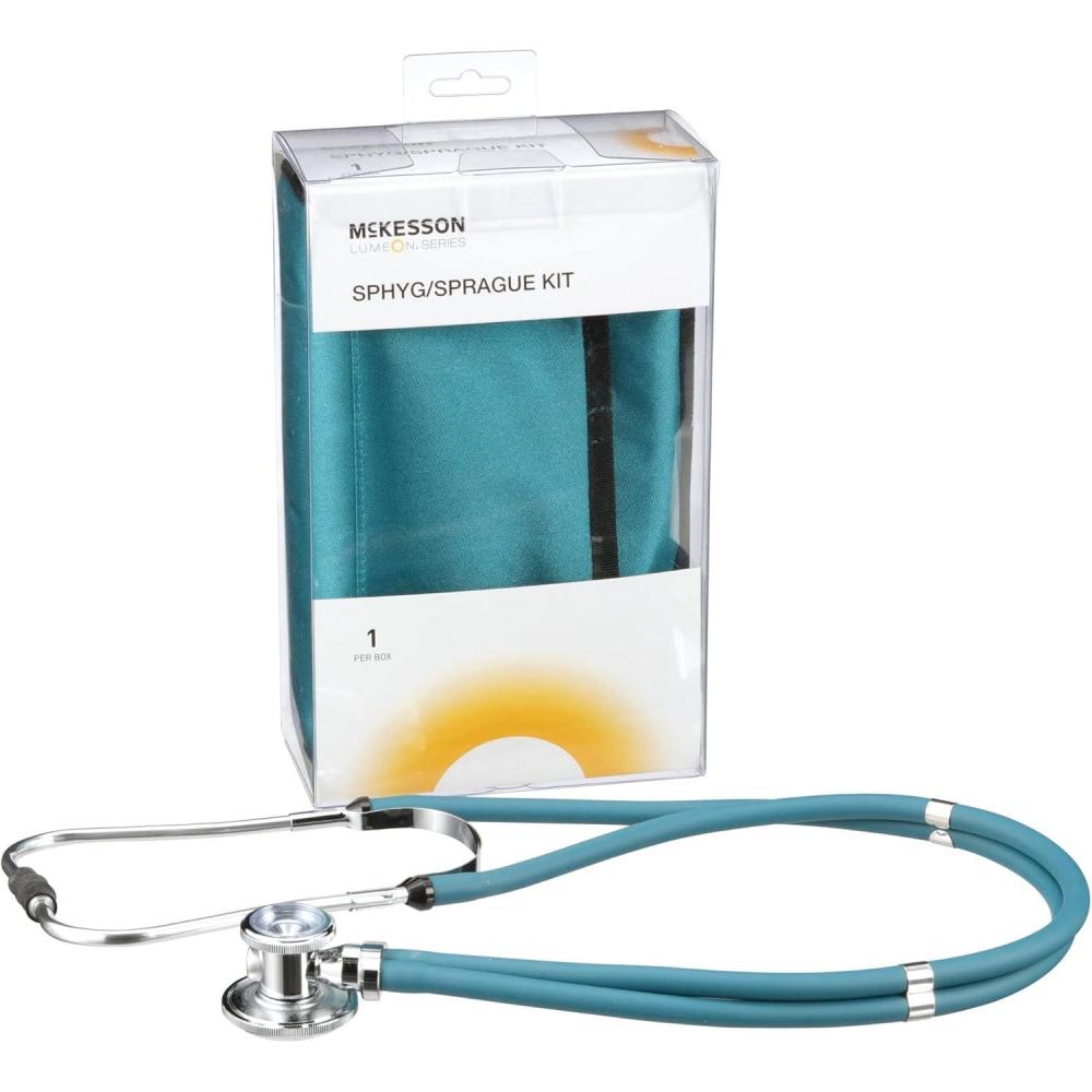 image:imageMcKesson Lumeon Blood Pressure Monitor and Sprague Rappaport Stethoscope Combo Kit Hand Held Aneroid Sphygmomanometer 1 Count