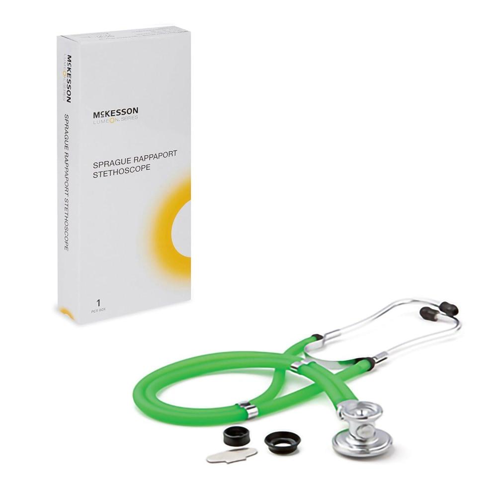 image:imageMcKesson Lumeon Sprague Rappaport Stethoscope DualHead Lightweight Scope Double Tube Adjustable Aluminum Binaurals Green 22 in 1 Count