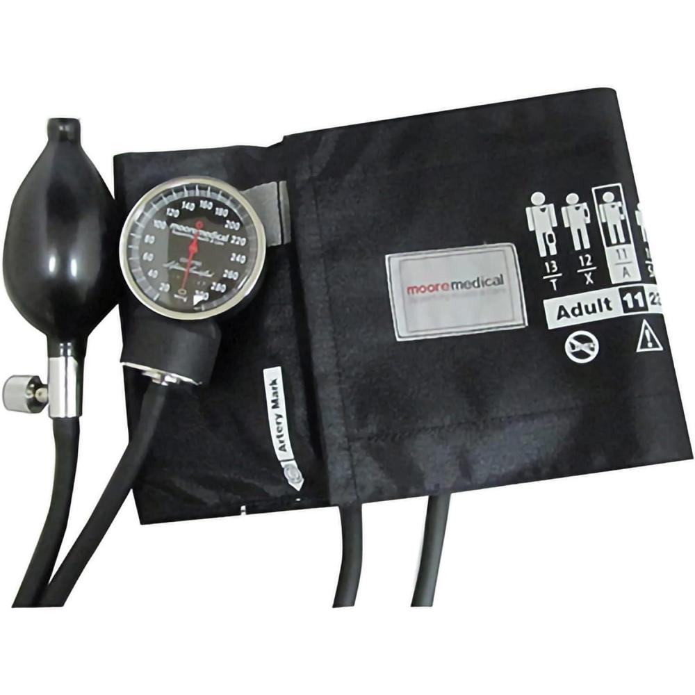 image:imageMcKesson Manual Blood Pressure Monitor Inflation Pump and Cuff for Adult Arm Premium Pocket Aneroid Sphygmomanometer with Black Carrying Case 1 CountAdult Cuff 1 ct