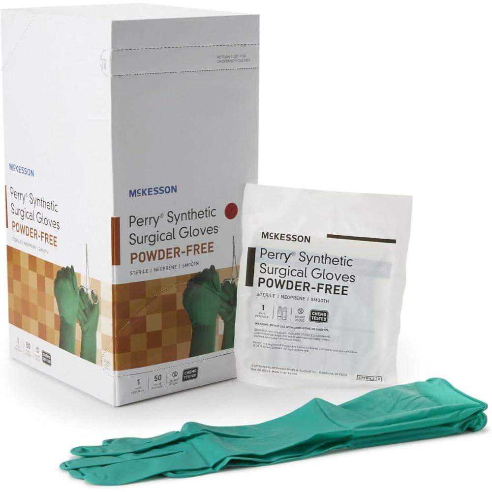 image:imageMcKesson Perry Performance Plus Disposable Sterile Pair Polychloroprene Surgical Glove Extended Cuff Length