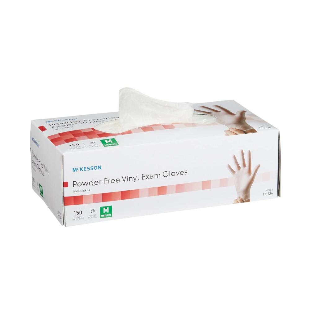 image:imageMcKesson PowderFree Vinyl Exam Gloves NonSterile Medium 150 Count 1 Box