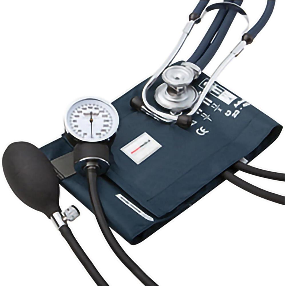 image:imageMcKesson Premium Aneroid Sphygmomanometer and Stethoscope Combo Kit  Blood Pressure GaugeCuff Sprague Rappaport Stethoscope Navy Blue Size 11 2340 cm 22 in Tube 1 CountSize 11 1 Count
