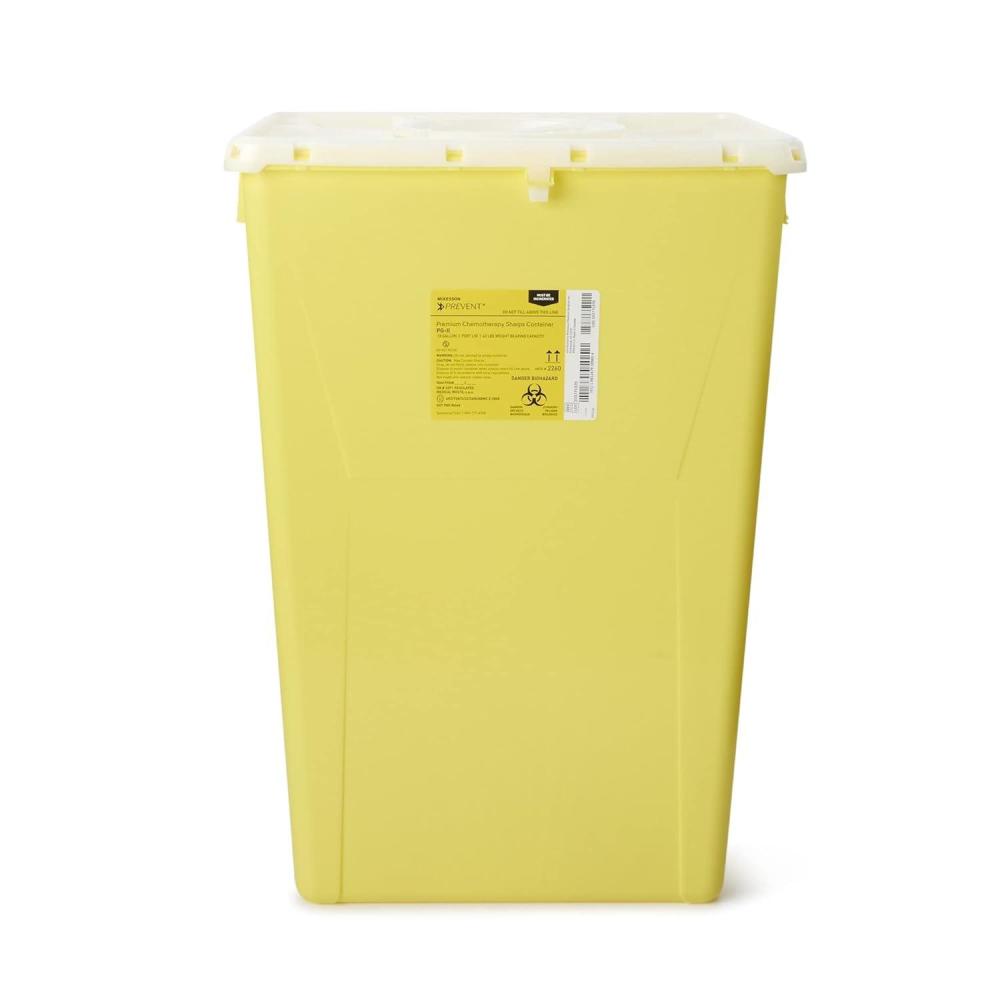 image:imageMcKesson Prevent Sharps Container for Chemotherapy Waste Premium PGII Plastic Vertical Entry Hinged Lid Yellow 18 gal 13 in x 17 310 in x 24 35 in 7 Count18 Gallon