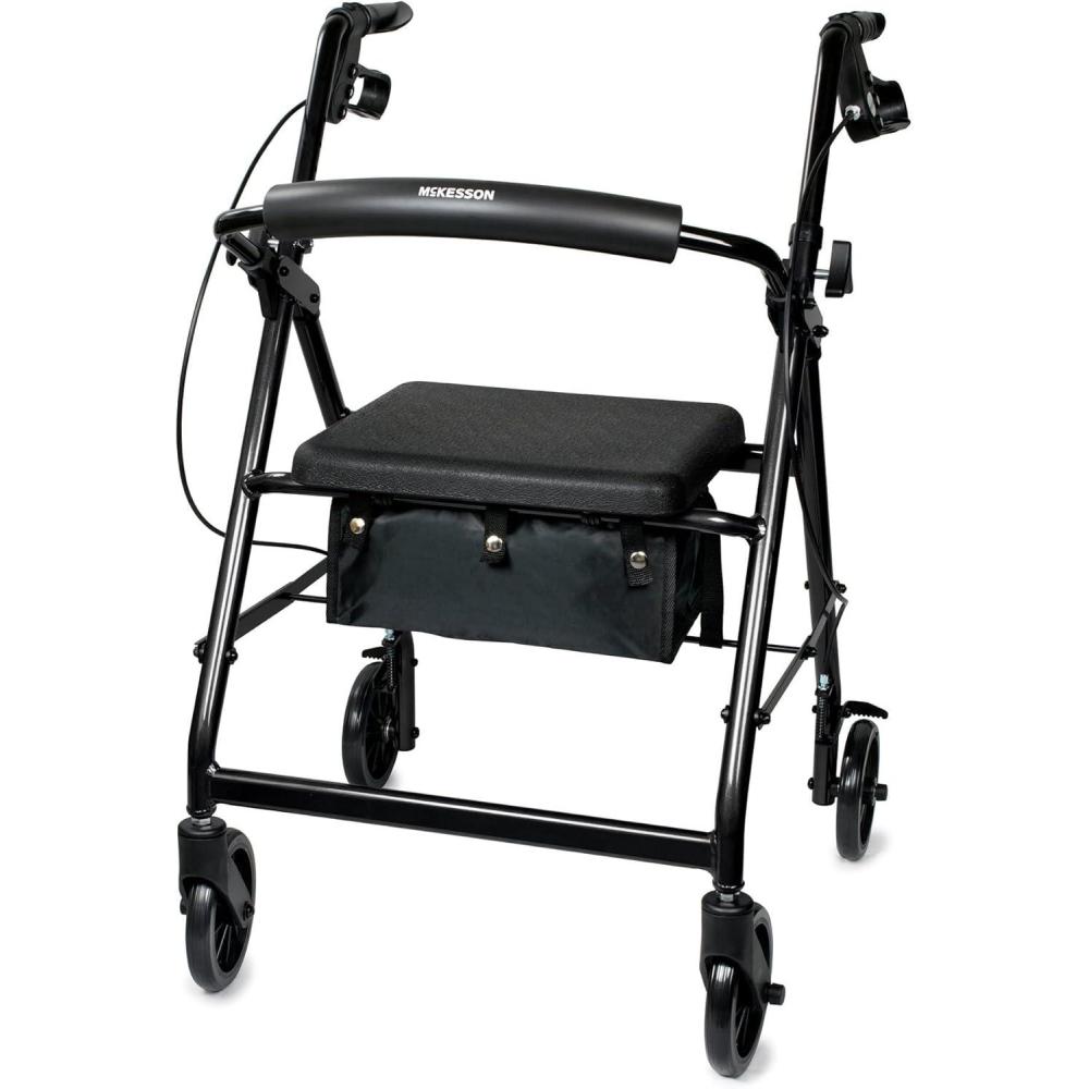 image:imageMcKesson Rollator Walker with Seat and Wheels Lightweight Aluminum 300 lbs Weight Capacity Green 1 CountBlack