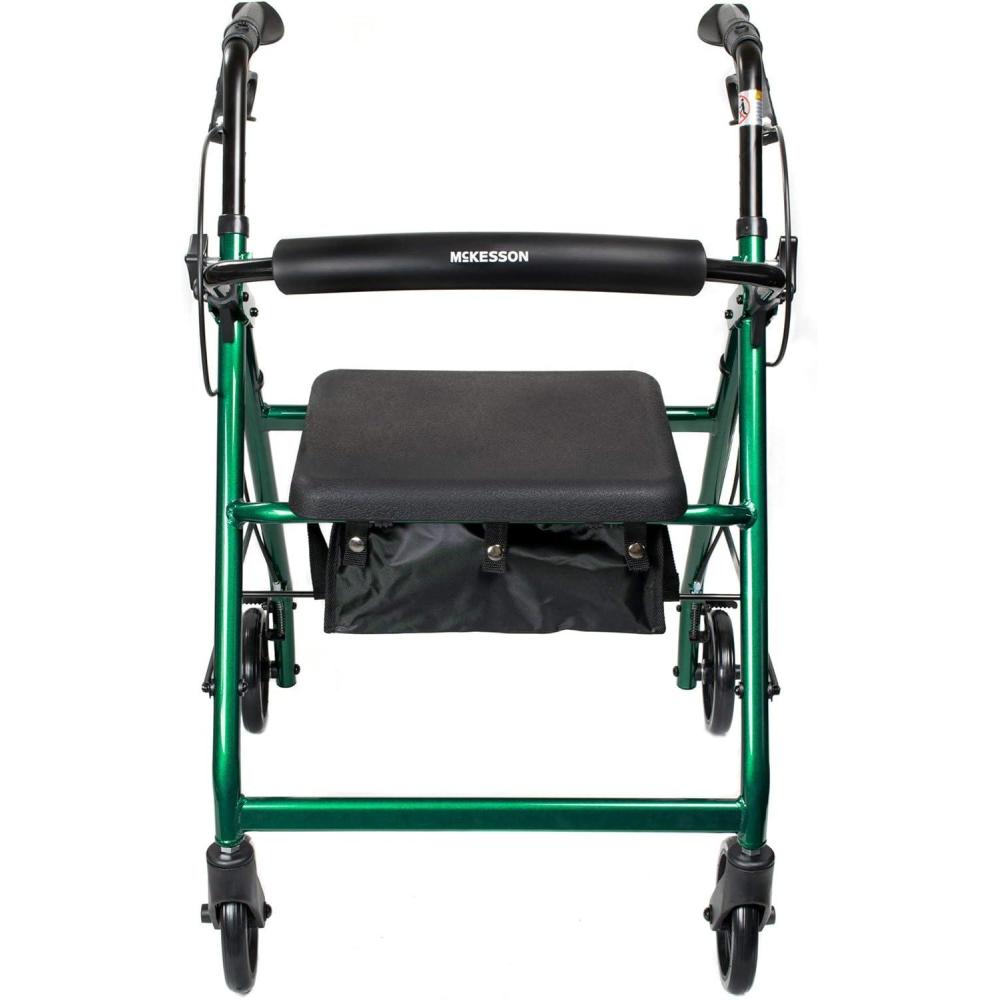 image:imageMcKesson Rollator Walker with Seat and Wheels Lightweight Aluminum 300 lbs Weight Capacity Green 1 CountGreen