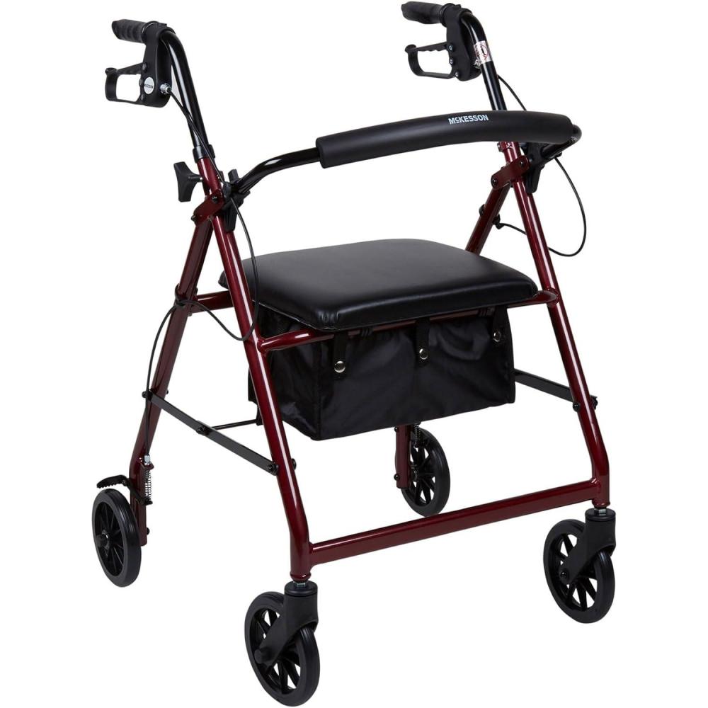 image:imageMcKesson Rollator Walker with Seat and Wheels Lightweight Aluminum 300 lbs Weight Capacity Green 1 CountRed