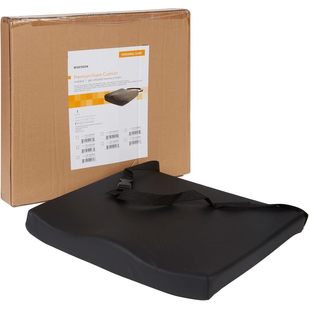 image:imageMcKesson Seat Cushion for Wheelchairs and Office Chair Foam 18 in x 16 in x 3 in 1 Count18 W X 16 L X 3 D Inch 4 ct