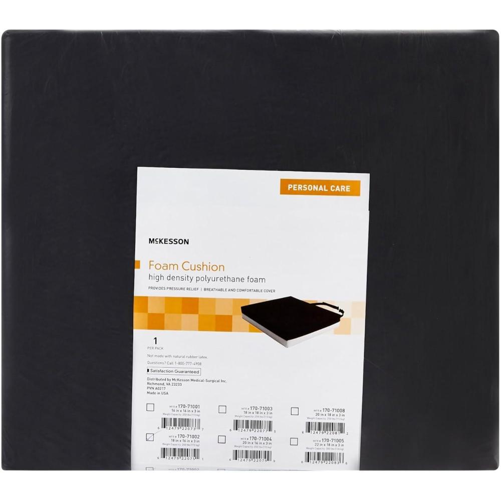 image:imageMcKesson Seat Cushion for Wheelchairs and Office Chair Foam 18 in x 16 in x 3 in 1 Count18 W X 16 L X 3 D Inch 7 ct