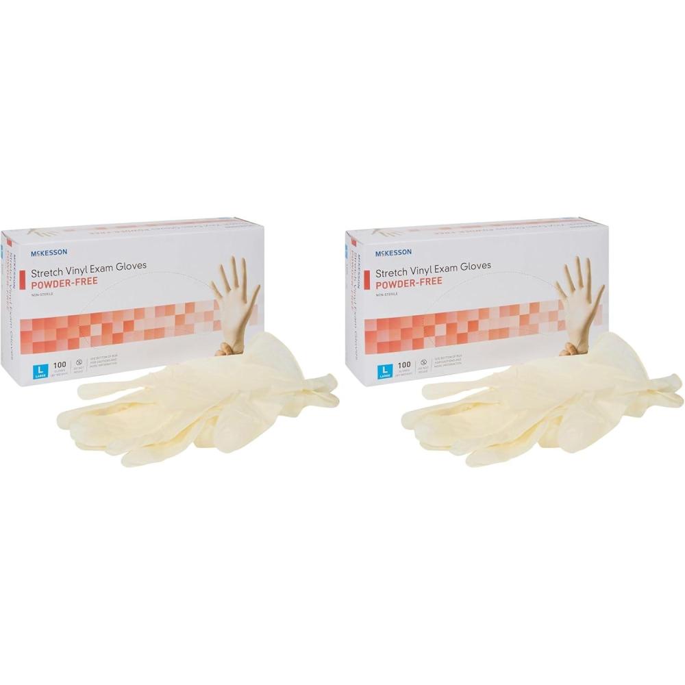 image:imageMcKesson Stretch Vinyl Exam Gloves NonSterile PowderFree Large 100 Count 1 Box