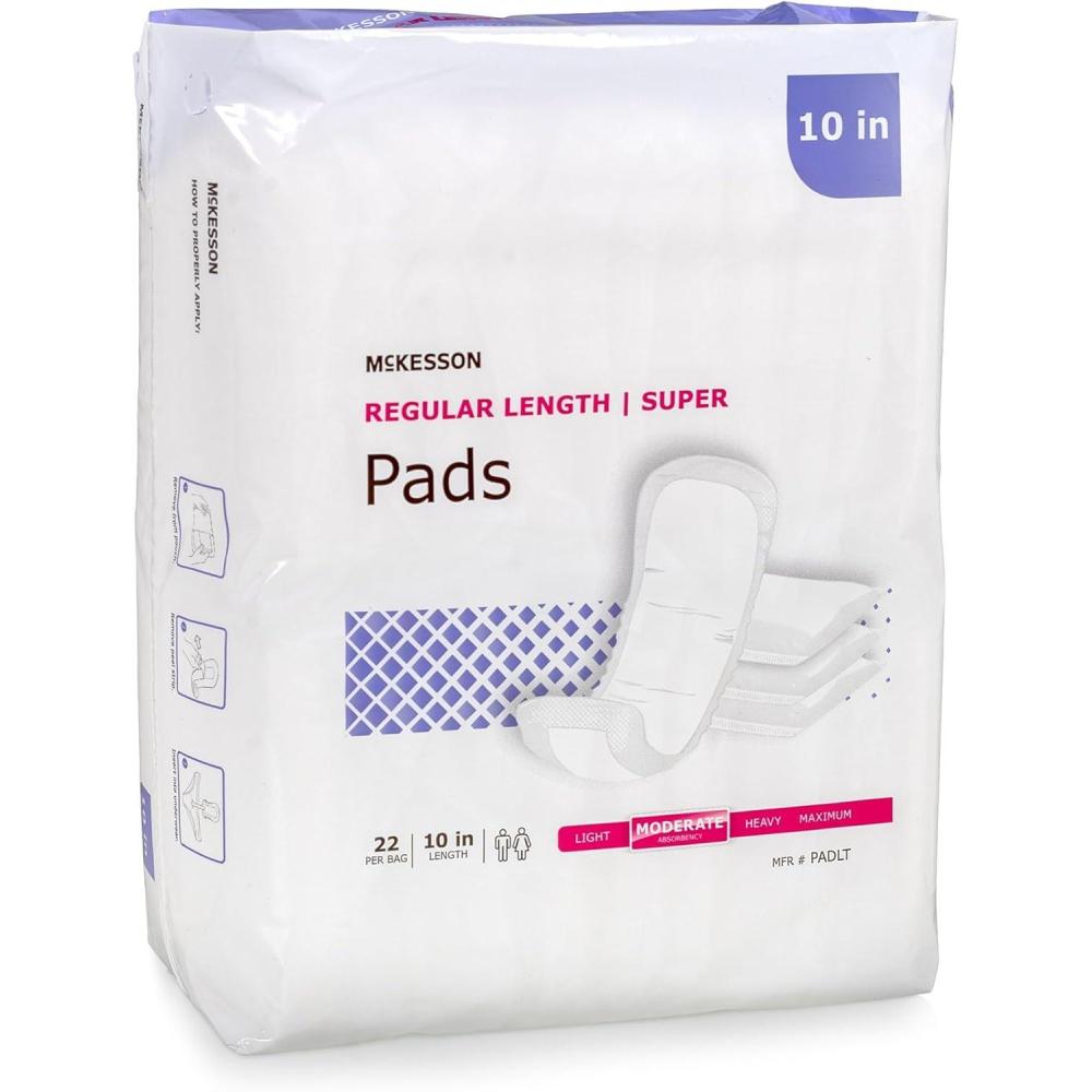 image:imageMcKesson Super Pads for Women Incontinence Moderate Absorbency 10 in 22 Count 1 PackOne Size Fits Most 22 Count
