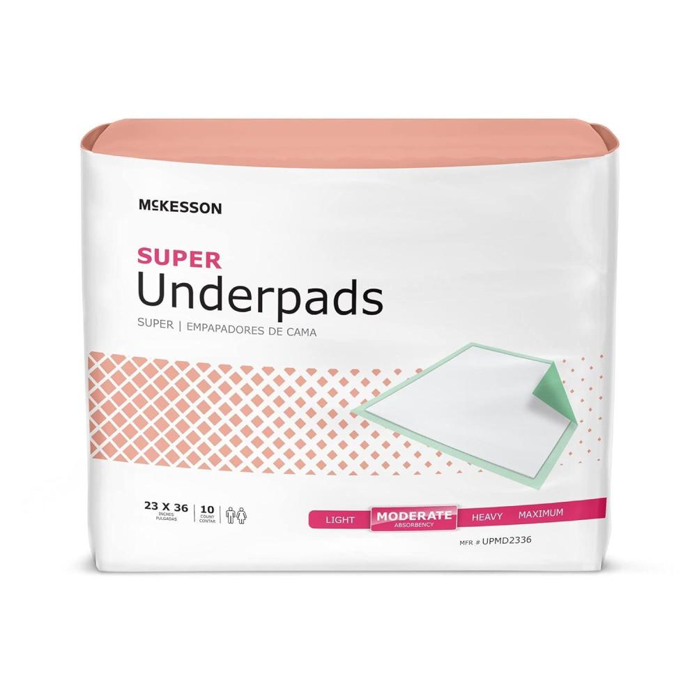 image:imageMcKesson Super Underpads Incontinence Bed Pads 23 x 36 10 Count Moderate Absorbency Disposable Chux Pads for Adults Elderly and Baby Pee Pads23 X 36 Inch Pack of 100
