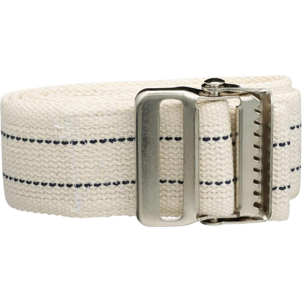 image:imageMcKesson Transfer and Gait Belt with Iron Buckle  White with Black Stripe 60 in 1 Count