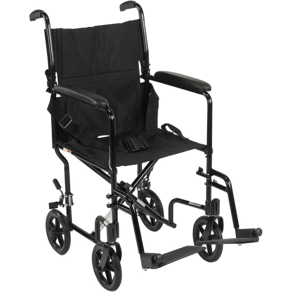image:imageMcKesson Transport Chair Lightweight Foldable Mobility Aid for Adults Black 300 lbs Weight Capacity 1 Count