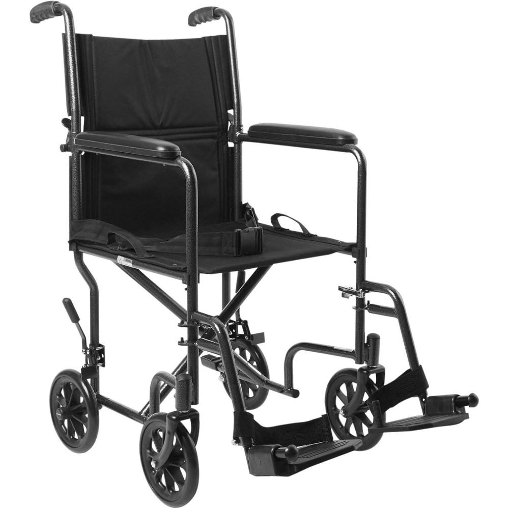 image:imageMcKesson Transport Wheelchair Lightweight Steel Silver Vein Finish 250 lbs Weight Capacity 1 Count