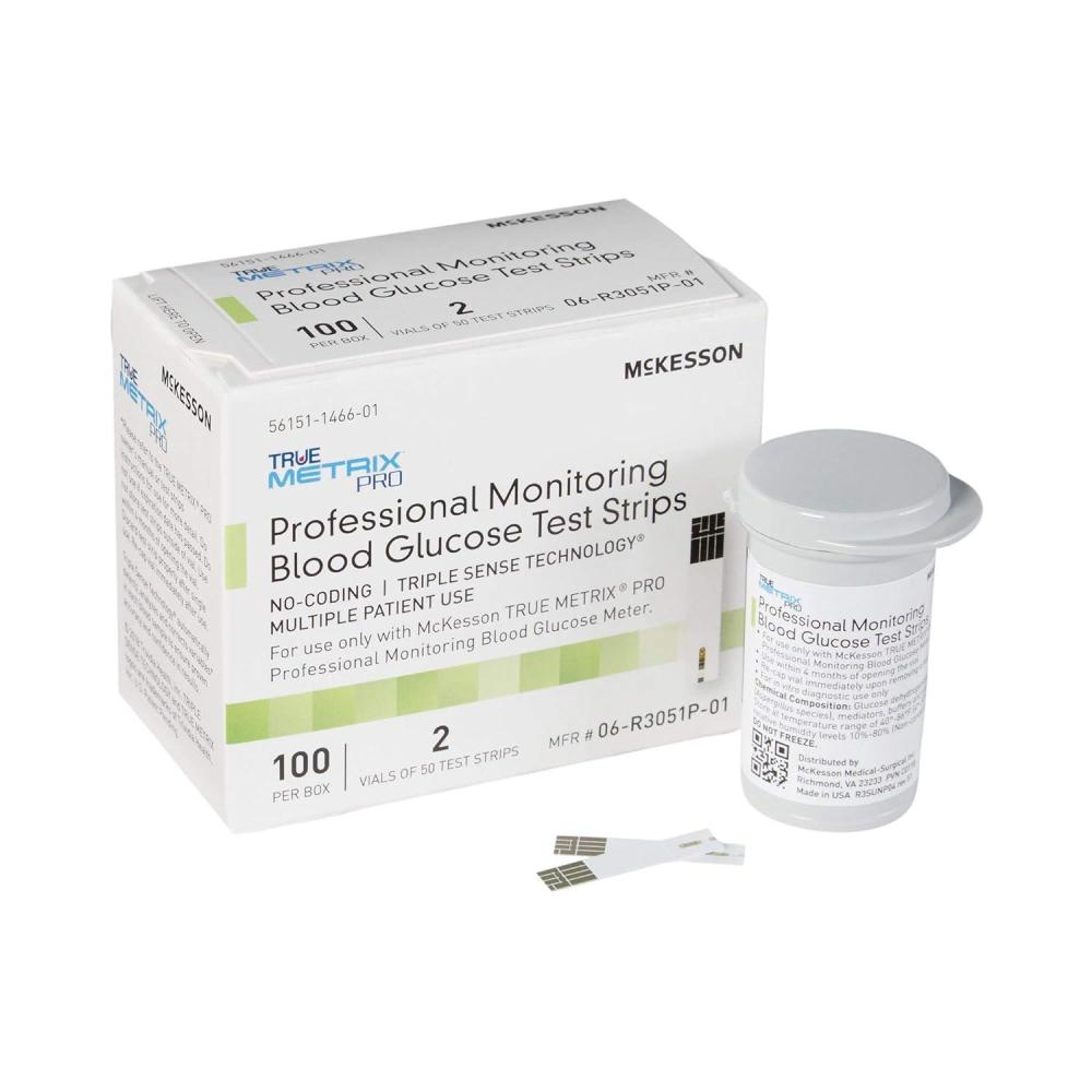 image:imageMcKesson True METRIX Blood Glucose Test Strips for Diabetes Professional Monitoring System Multiple Patient Use 100 Count Pack of 1100 Count Pack of 1