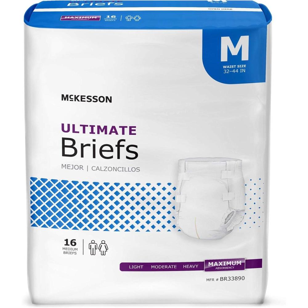 image:imageMcKesson Ultimate Briefs 96 Count Size M 3244 in Incontinence Adult Diapers with Tabs Maximum Absorbency Unisex Disposable Elastic Leg Gathers and Contoured Fit for Men and WomenMedium