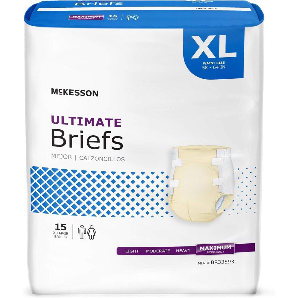 image:imageMcKesson Ultimate Briefs 96 Count Size M 3244 in Incontinence Adult Diapers with Tabs Maximum Absorbency Unisex Disposable Elastic Leg Gathers and Contoured Fit for Men and WomenXLarge