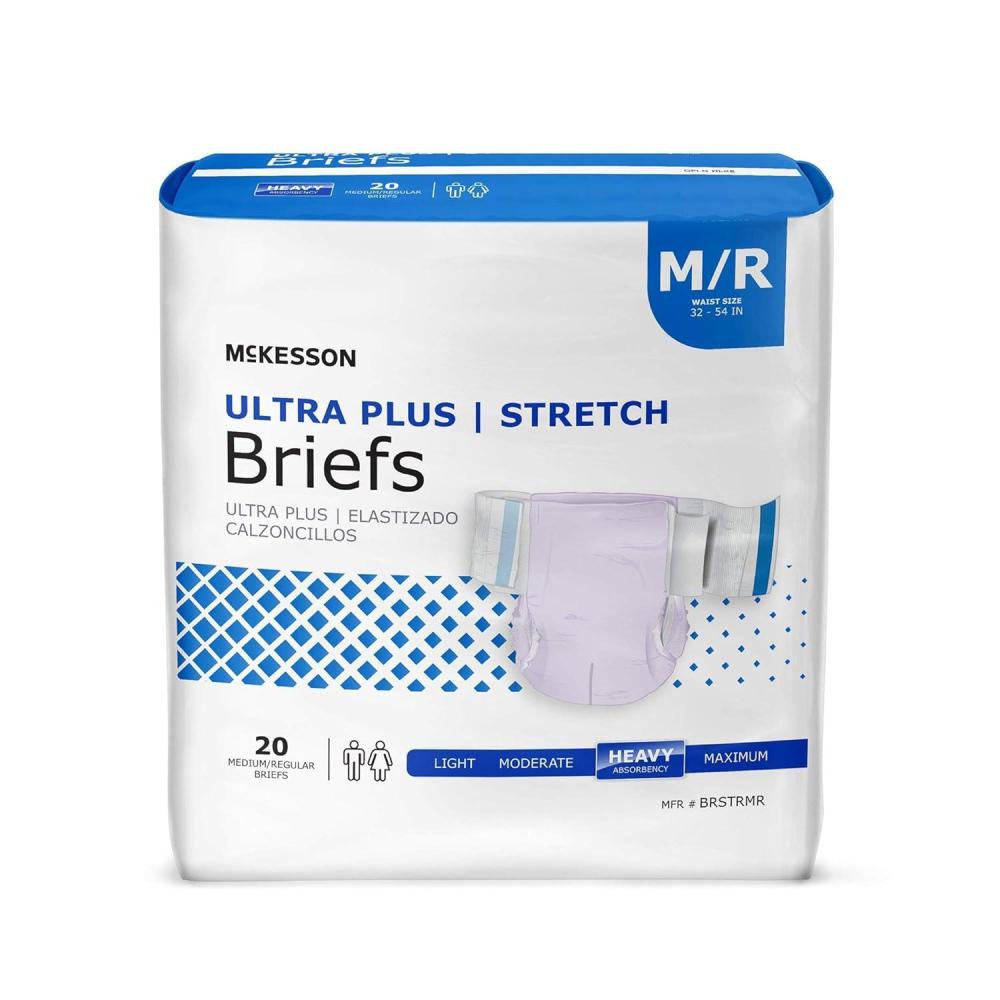image:imageMcKesson Ultra Plus Stretch Briefs 80 Count MR 3254 in Incontinence Adult Diapers Heavy Absorbency Unisex Disposable Elastic Leg Gathers and Contoured Fit for Men and Women