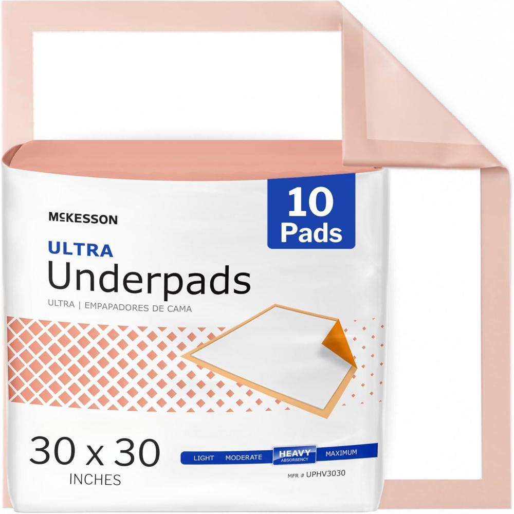 image:imageMcKesson Ultra Underpads Incontinence Bed Pads 30 x 30 100 Count Heavy Absorbency Disposable Chux Pads for Adults Elderly and Baby Pee Pads30 X 30 Inch Pack of 10
