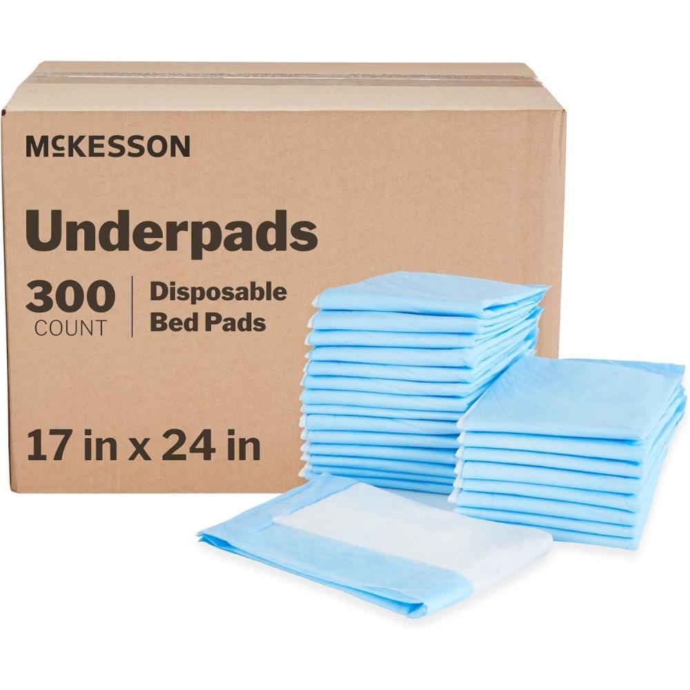 image:imageMcKesson Underpads Disposable Bed Pads 17 x 24 300 Count Light Absorbency Classic Incontinence Chux for Adults Elderly and Baby Pee Pads300 Count Pack of 1