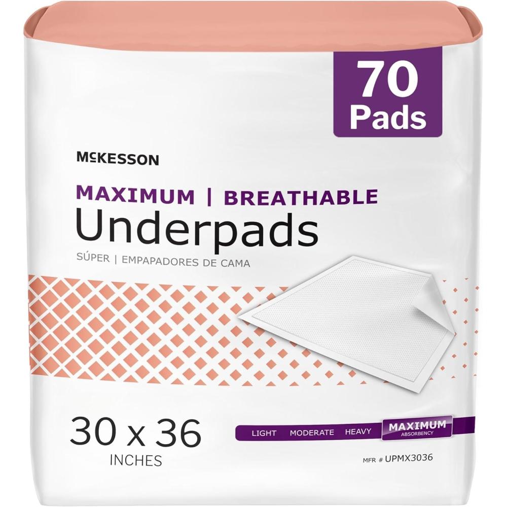 image:imageMcKesson Underpads Disposable Bed Pads 30 x 36 70 Count Maximum Absorbency Maximum Breathable Incontinence Chux for Adults Elderly and Baby Pee Pads