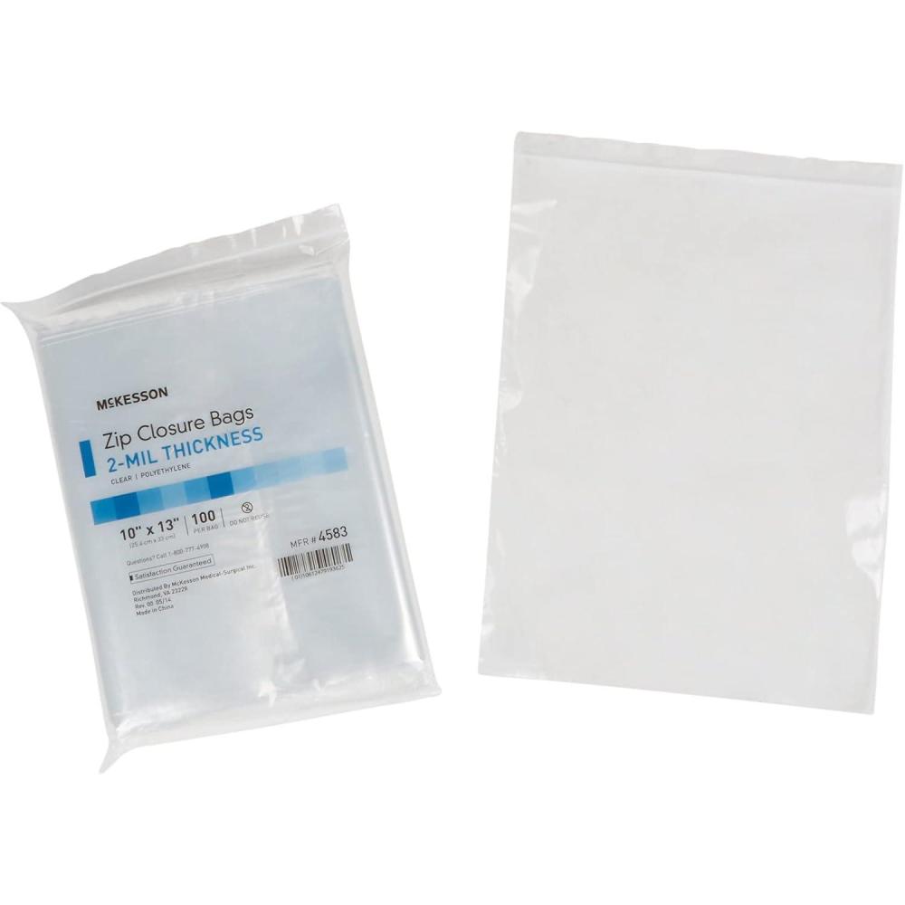 image:imageMcKesson Zip Closure Bags 2 mil Thickness  Polyethylene Reclosable  Clear 10 in x 13 in 100 Count 1 Pack