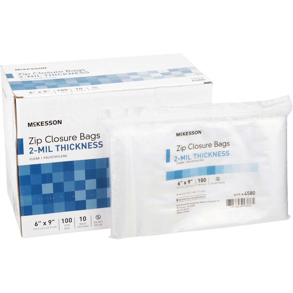 image:imageMcKesson Zip Closure Bags Polyethylene Clear Zipper 6 in x 9 in 100 Count 10 Packs 1000 Total