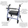 McKesson Blue Bariatric Rollator, 34″ to 39″ Handle Height, Weight Capacity 400 lbs., 1 Count