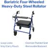 McKesson Blue Bariatric Rollator, 34″ to 39″ Handle Height, Weight Capacity 400 lbs., 1 Count